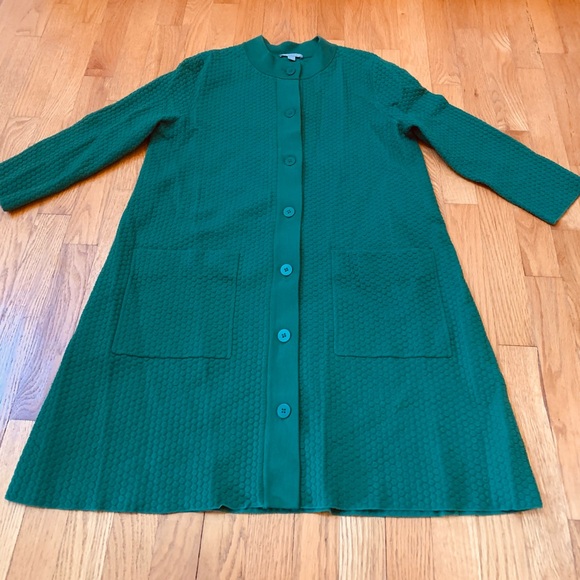 COS Size S Long Cardigan Green 3/4 Sleeves, Cotton Blend Machine Wash Excellent - Picture 2 of 10